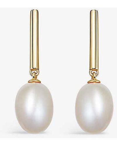 Astley Clarke Celestial 18ct Yellow Gold-plated Vermeil Sterling-silver And Pearl Drop Earrings - Natural