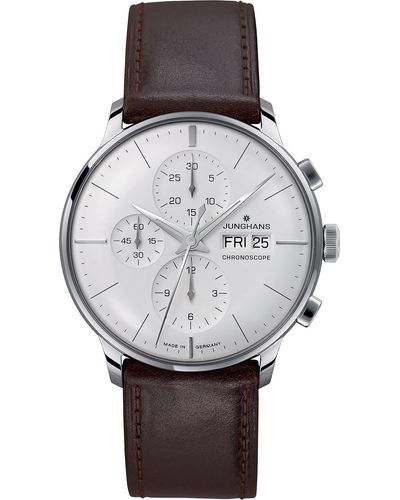 Junghans 027/4120.01 Meister Stainless Steel And Leather Chronoscope Watch - Black