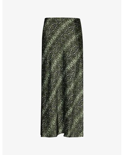 FAVORITE DAUGHTER The Favorite Snake-pattern Woven Maxi Skirt - Green