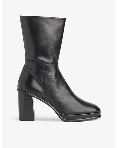 Whistles Clara Platform-heel Leather Boots - Grey