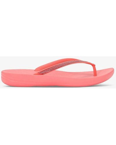 Fitflop Iqushion Deluxe Ergonomic Leather Slides - Pink