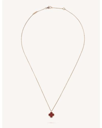 Van Cleef & Arpels Pink Gold Sweet Alhambra And Carnelian Necklace - Metallic