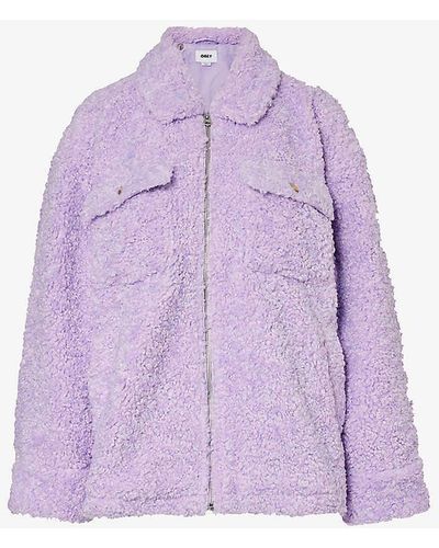 Obey Brenda Funnel-neck Fleece Jacket - Purple