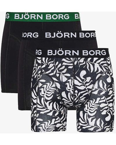 Björn Borg Branded-waistband Mid-rise Pack Of Three Stretch-cotton Boxers - White
