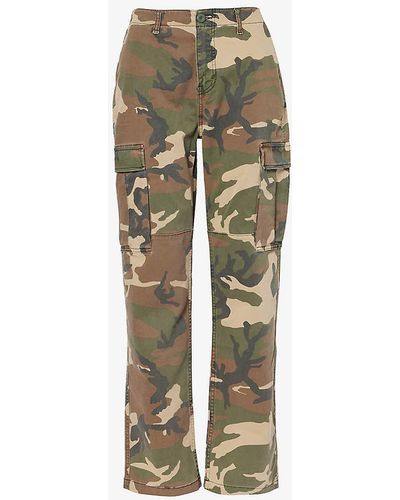 GOOD AMERICAN Camouflage-print Stretch-denim-blend Jeans - Natural