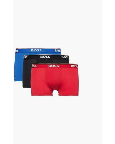 BOSS Pack Of Three Stretch-cotton Trunks Xx - Red