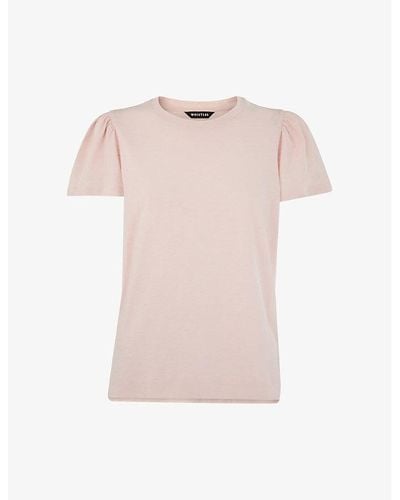 Whistles Frill-sleeved Round-neck Cotton-jersey T-shirt - Pink