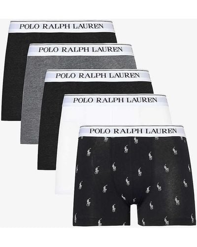 Polo Ralph Lauren Logo-embroidered Pack Of Five Stretch-cotton Trunks - White
