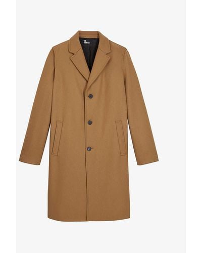The Kooples Notched-collar Single-breasted Wool Coat - Natural