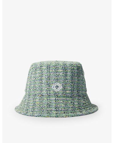 Maje Logo-embroidered Tweed Bucket Hat - Green