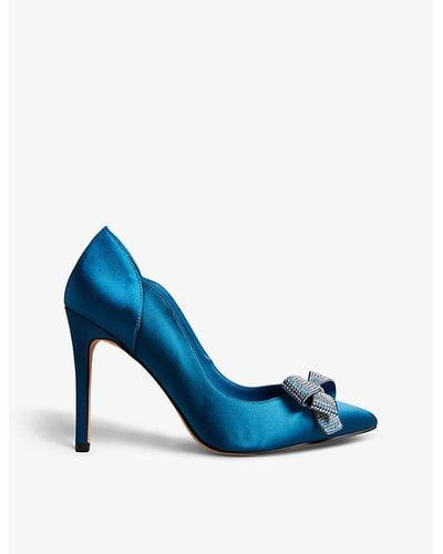 Ted Baker Orlilas Bow-embellished Satin Heeled Shoes - Blue