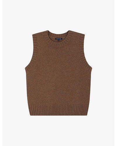 Soeur Namaste Ribbed-collar Wool-blend Sweater Vest - Brown