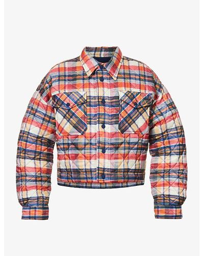 Polo Ralph Lauren Checked Quilted Cropped Shell Jacket - Red