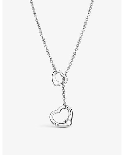 Tiffany & Co. Elsa Peretti Open Heart Lariat Sterling- Necklace - White