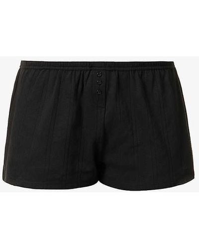 Cou Cou Intimates Pointelle Knitted Organic-cotton Short - Black