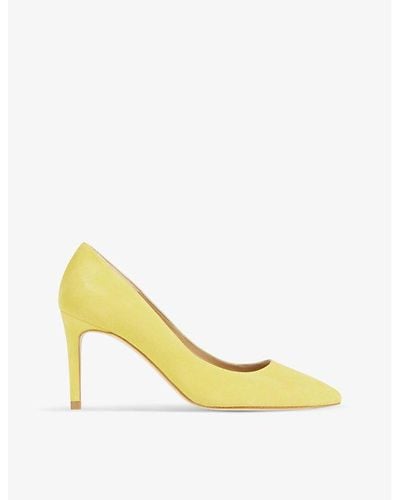 LK Bennett Floret Heeled Suede Court Shoes - Yellow