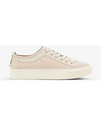 AllSaints Milla Suede And Leather Low-top Trainers - Natural