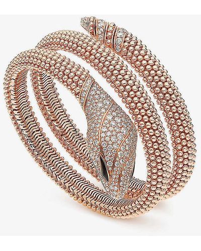 BVLGARI Serpenti Pallini 18ct Rose-gold 3.13ct Brilliant-cut Diamond And Onyx Bracelet - Pink