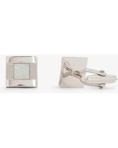 Lanvin Square-shape Brass And Mother-of-pearl Cufflinks - White