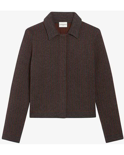 Claudie Pierlot Stripe-pattern Long-sleeve Knitted Cardigan - Brown