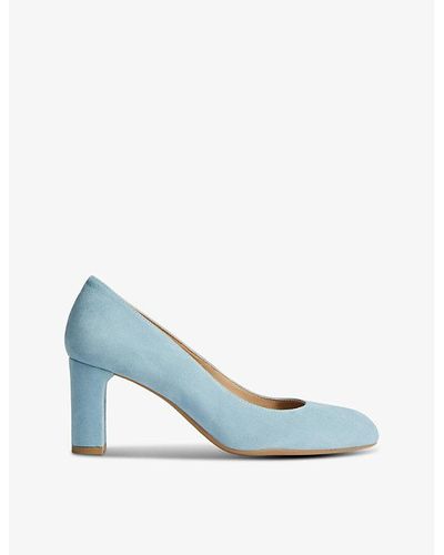 LK Bennett Winola Block-heel Suede Court Shoes - Blue