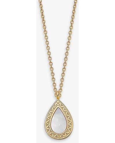 Astley Clarke Polaris Pear 18ct Yellow Gold-plated Vermeil Sterling-silver And Pearl Locket Necklace - White