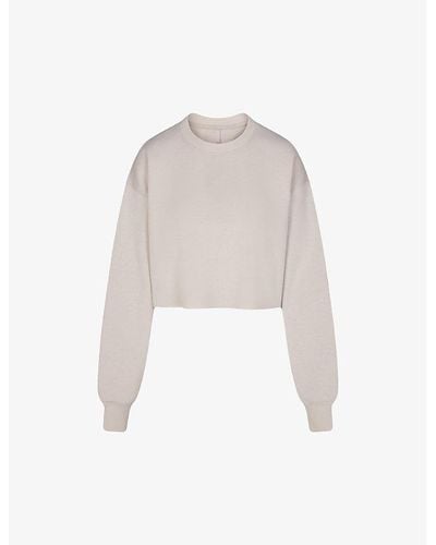 Skims Loose-fit Cropped Cotton-blend Sweatshirt X - White