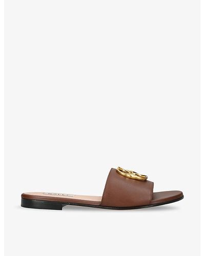 Bally Ghis Logo-plaque Leather Sandals - Brown