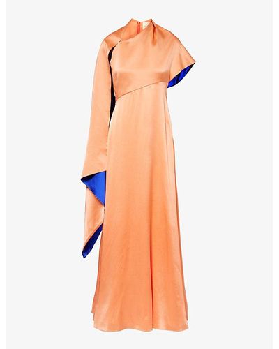 ROKSANDA Pilar Asymmetric-neck Silk Maxi Dress - Orange