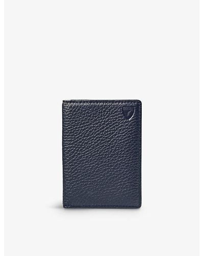 Aspinal of London Double Fold Leather Card Holder - Blue