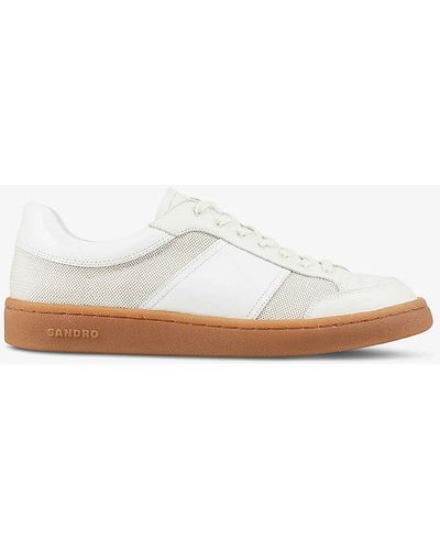 Sandro Logo-print Leather And Mesh Low-top Trainers - White