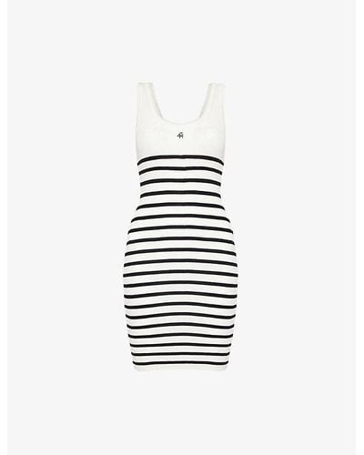 4th & Reckless Clarissa Stripe-pattern Knitted Mini Dress - White