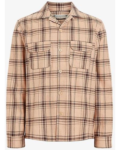 AllSaints Wendel Relaxed-fit Checked Organic-cotton Shirt - Natural