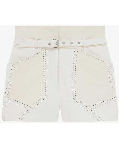 IRO Necati Stitched-patchwork Leather Shorts - White