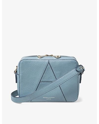 Aspinal of London A Logo-embossed Leather Camera Bag - Blue