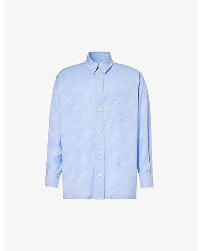 KENZO X Verdy Graphic-print Boxy-fit Cotton Shirt - Blue