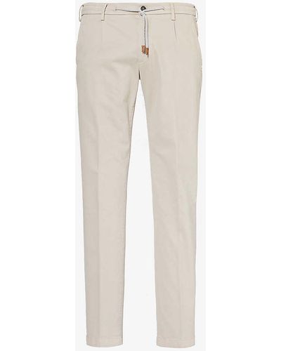 Eleventy Stretch-cotton Blend Trousers - White