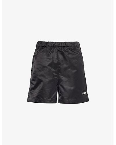 Sporty & Rich Good Health Branded-print Shell Shorts - Black
