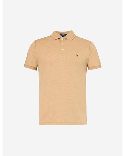 Polo Ralph Lauren Brand-embroidered Slim-fit Cotton-jersey Polo Shirt Xx - Natural