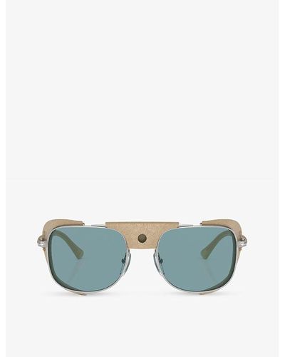 Persol Po1013sz Rectangle-frame Metal Sunglasses - Blue
