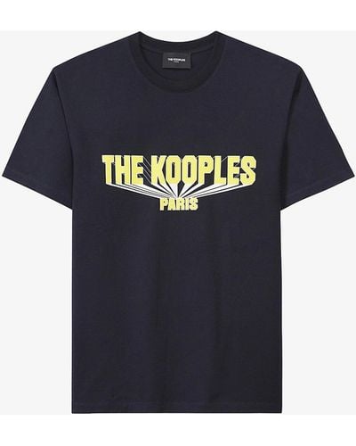 The Kooples Logo-print Cotton-jersey T-shirt - Blue