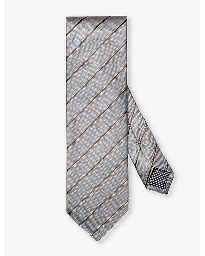 Eton Stripe-pattern Textured Silk Tie - Grey