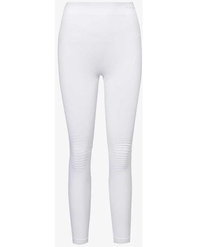 FALKE Brand-print Tapered-leg Fitted Stretch-woven leggings X - White