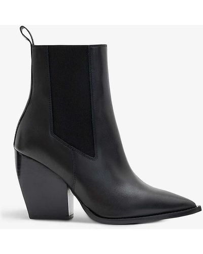 AllSaints Ria Pointed-toe Leather Ankle Boots - Black