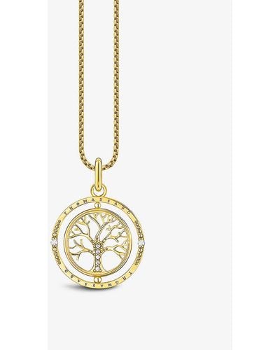 Thomas Sabo Tree Of Love 18ct Yellow Gold-plated Sterling-silver And Zirconia Pendant Necklace - White
