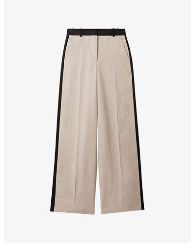 Reiss Luella Wide-leg High-rise Linen Pants - Natural