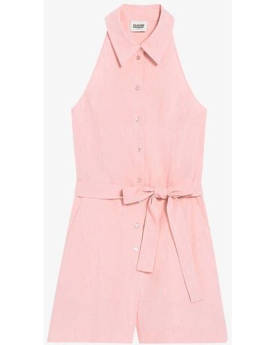 Claudie Pierlot Jackie Bow-embellished Woven Jumpsuit - Pink