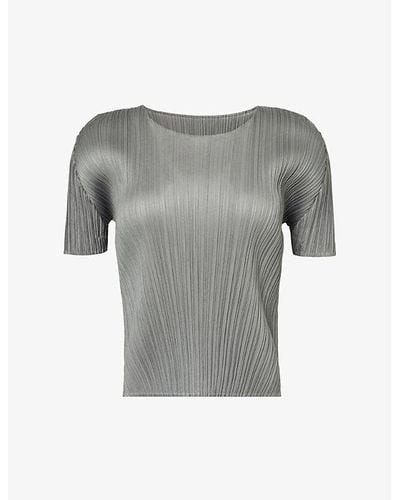 Pleats Please Issey Miyake Basics Slim-fit Knitted T-shirt - Gray