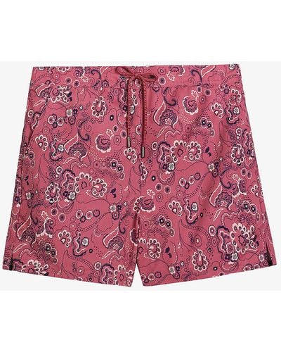 Ted Baker Seaward Paisley-print Recycled-polyester Swim Shorts - Pink