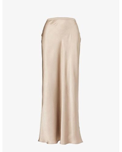 Anine Bing Bar High-waist Silk Maxi Skirt - Natural